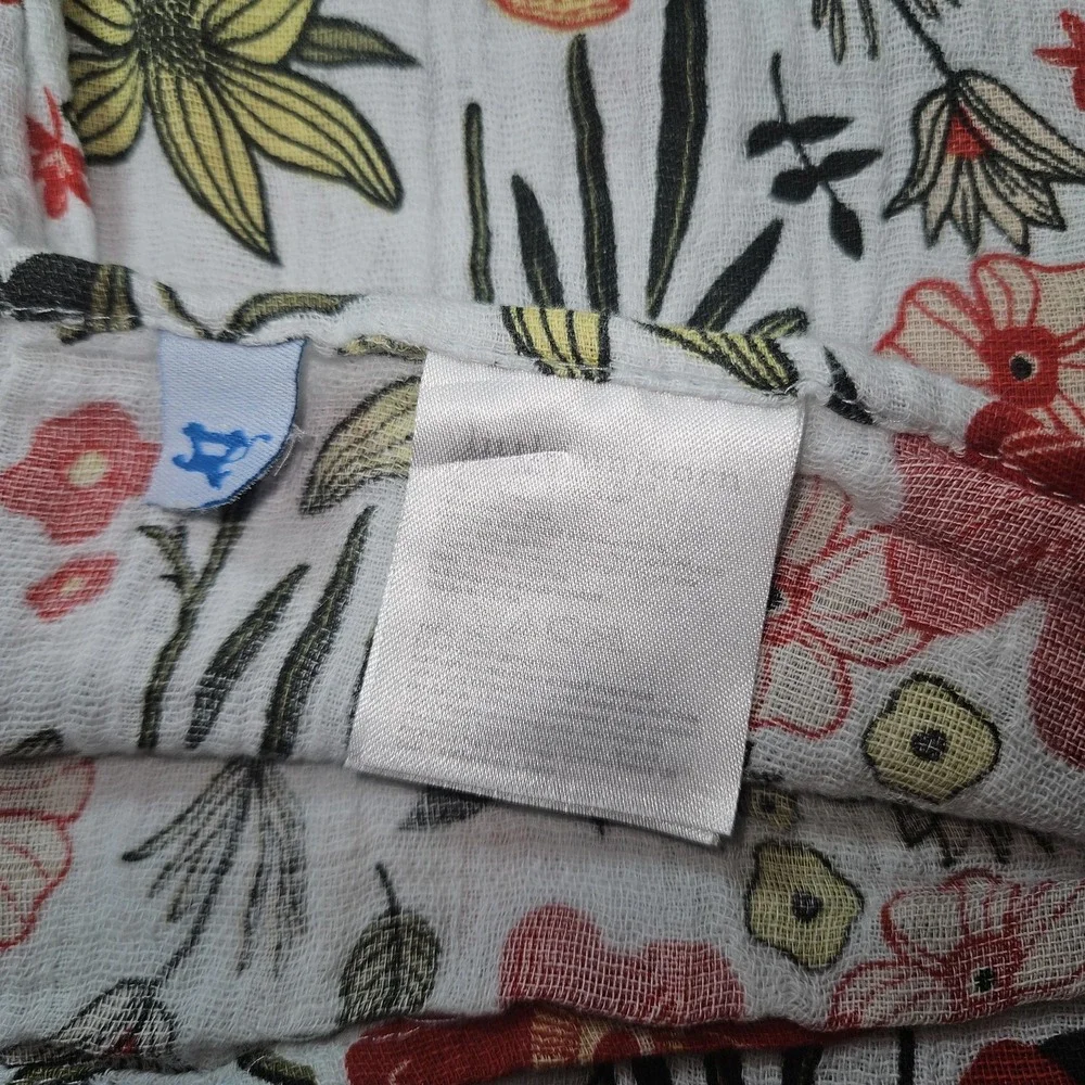 Little Unicorn Muslin Swaddle Blanket Baby Floral Print‎ White Cotton Soft 47X50